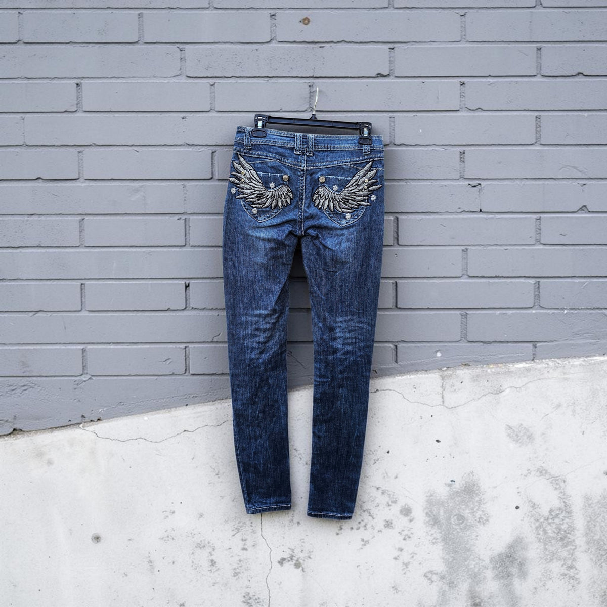 Womens Y2K Wax jeans dark wash low rise skinny denim pants