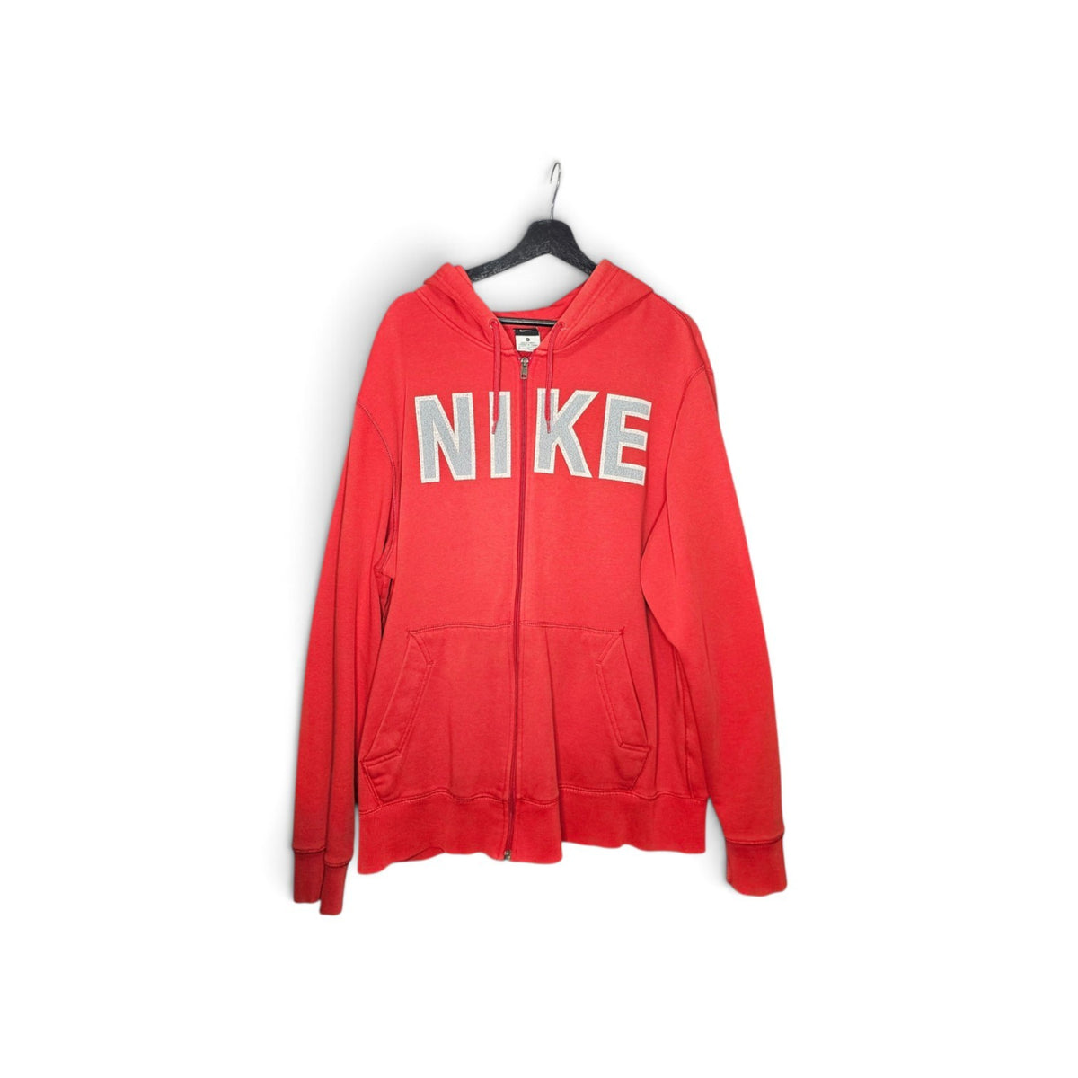 Y2k Nike spellout grey red pullover fullzip hoodie