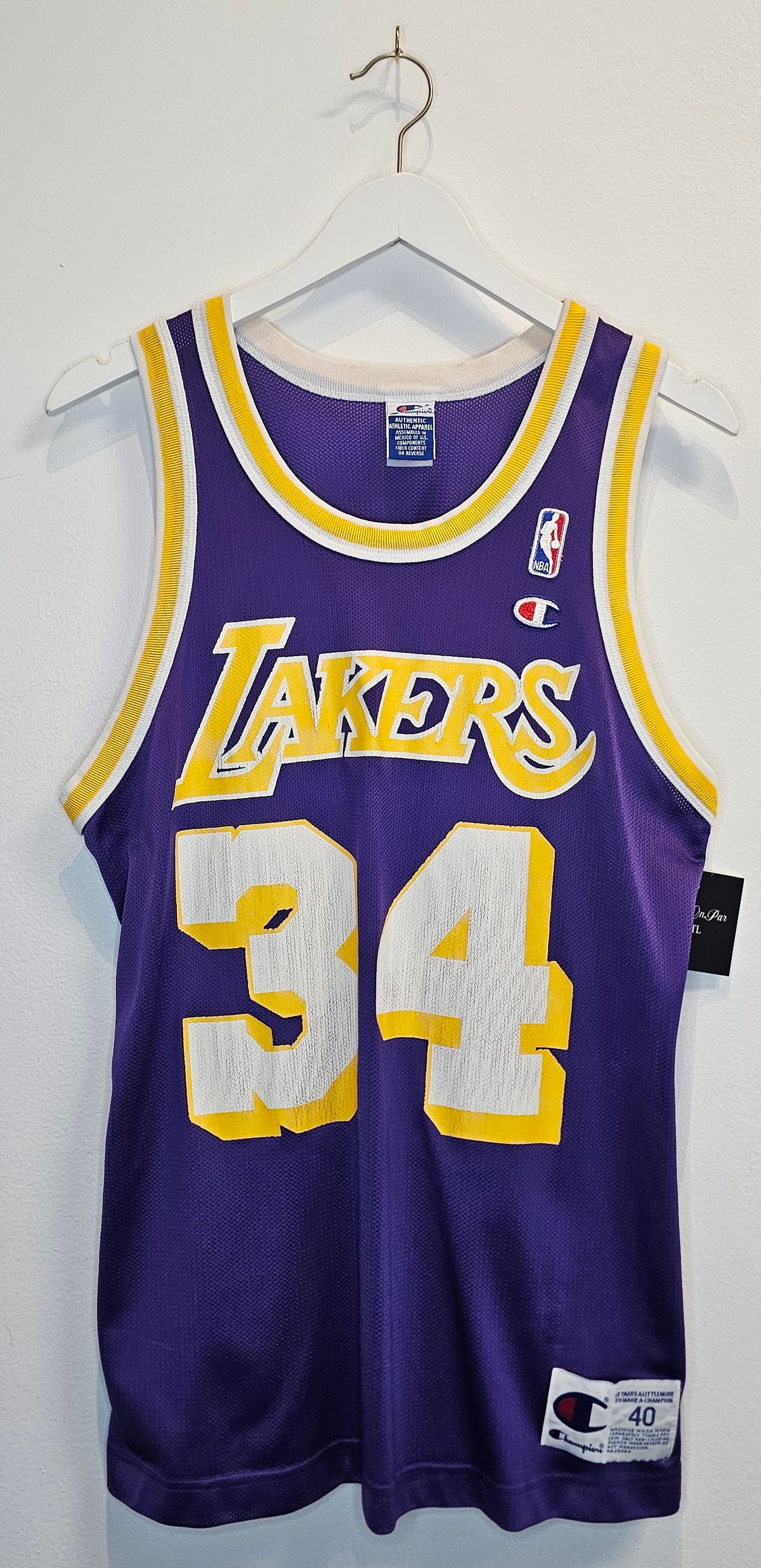 Vintage 90s Champion NBA Los Angeles Lakers Shaquille Oneal #34 basketball jersey