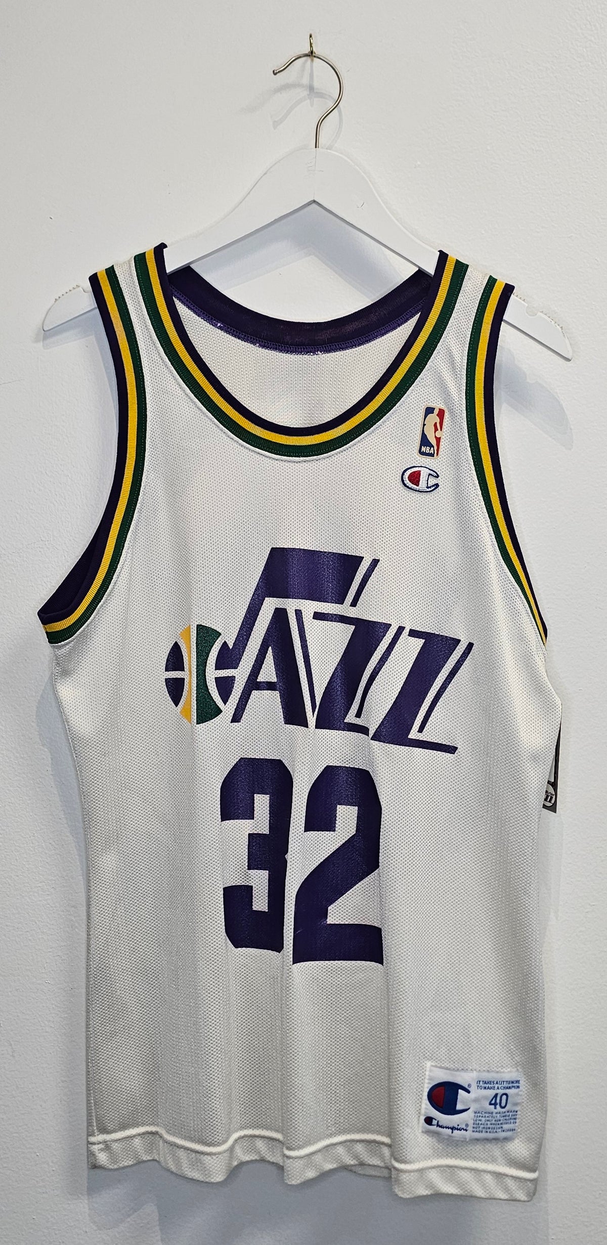 Vintage 90s Champion NBA Utah Jazz Karl Malone #32 Basketball Jersey