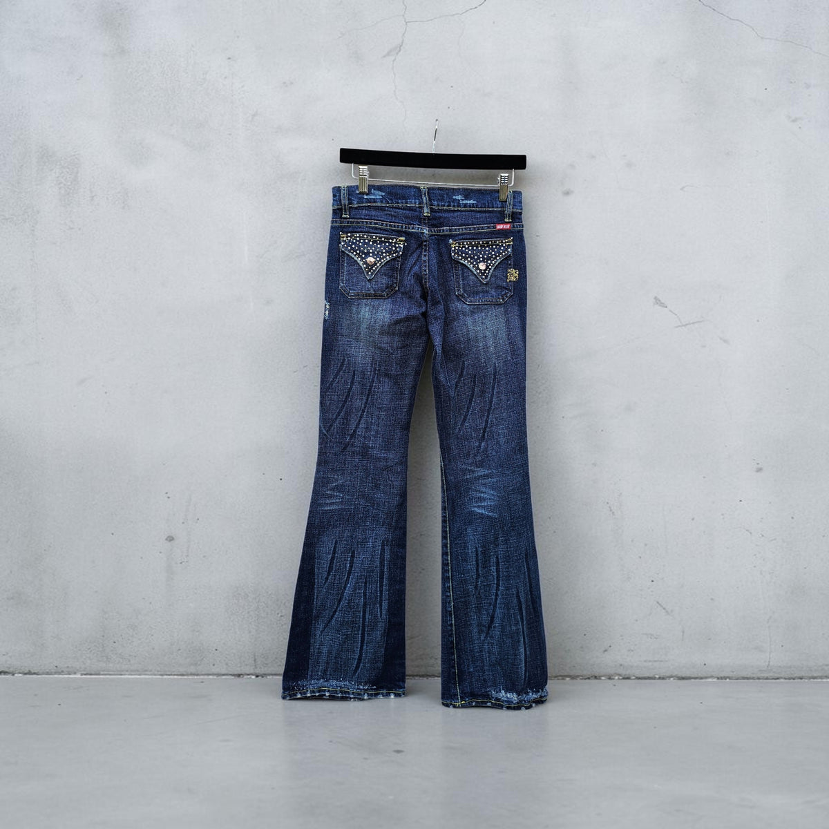 Womens Y2K Babyblue dark wash flare jeans denim pants