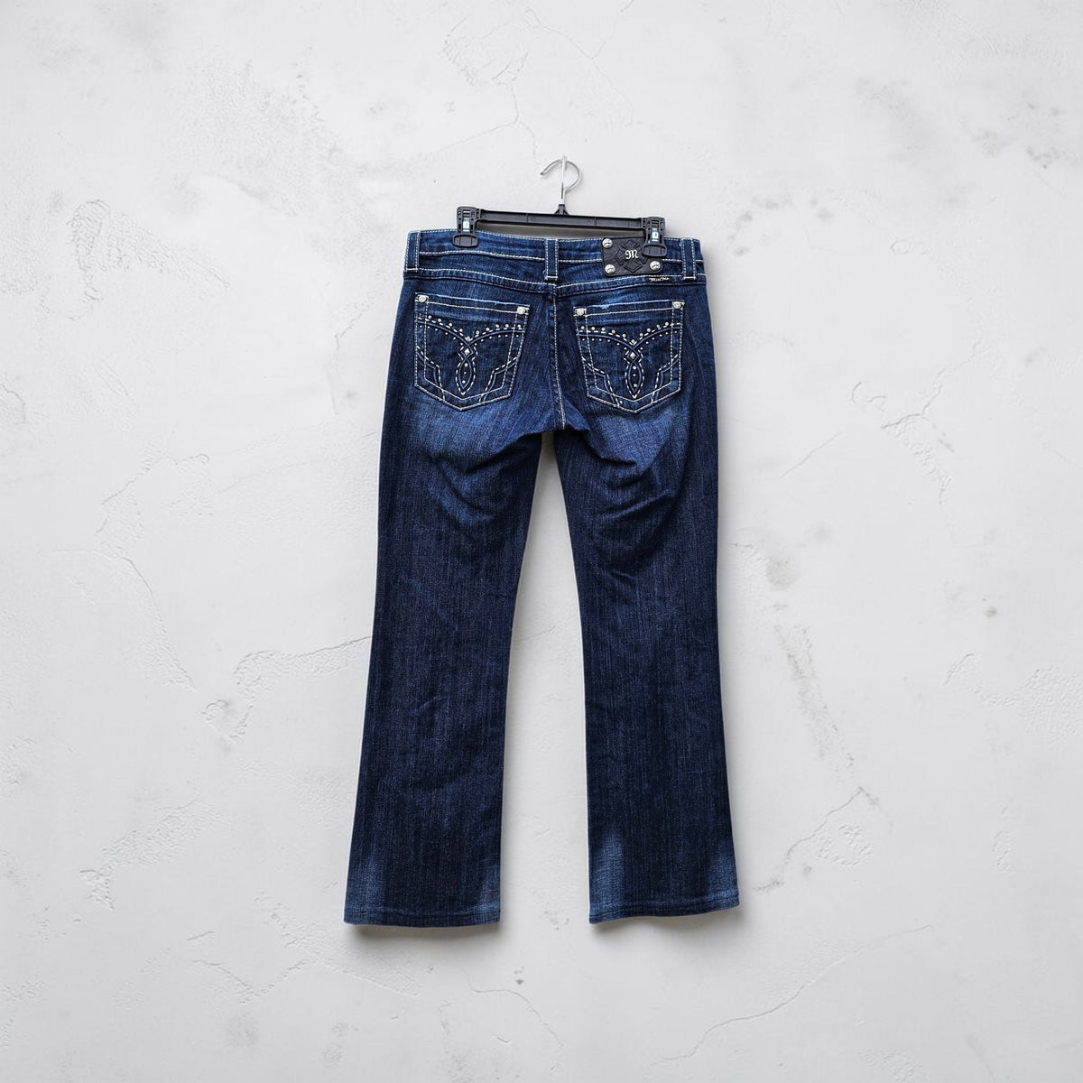 Womens Y2K Miss me dark blue bootcut denim pants
