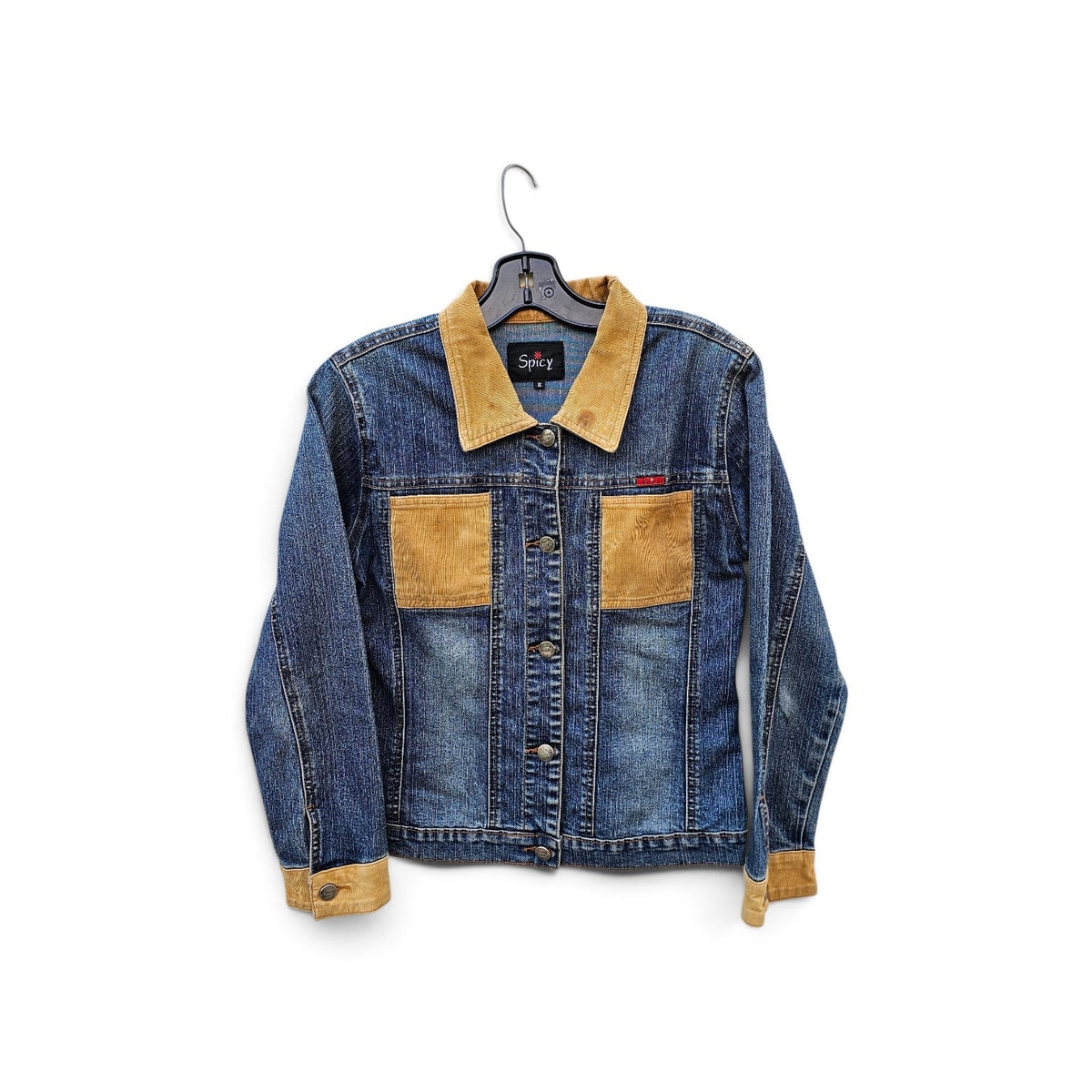 Y2k Spicy jeans blue denim corduroy collar pockets jacket