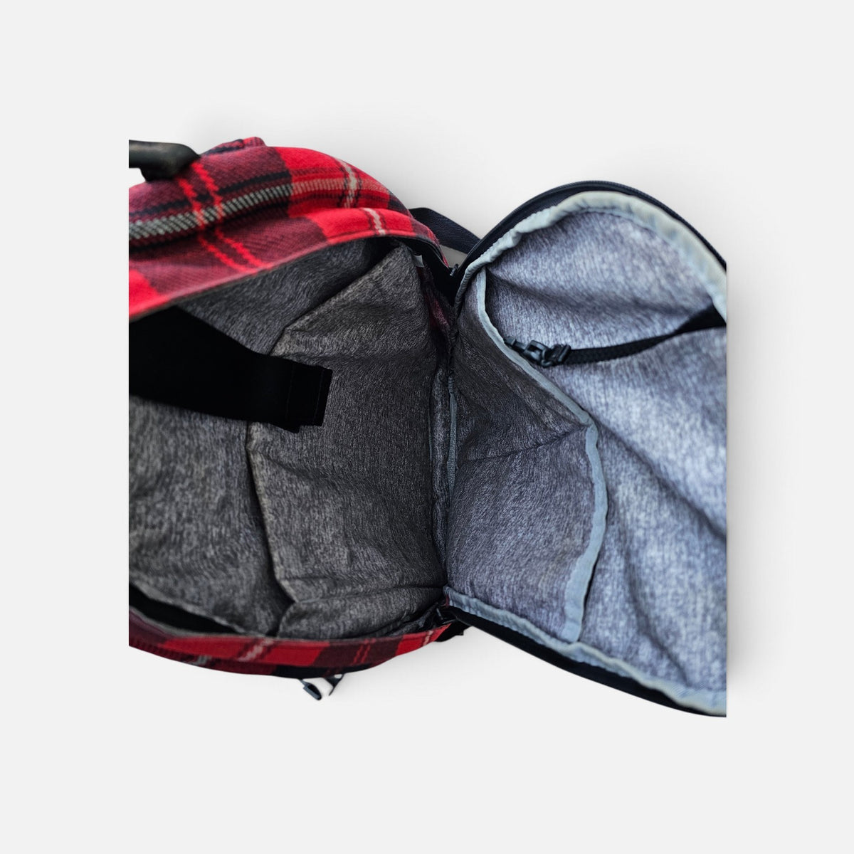 Eastpak vibrant red black plaid tartan pattern backpack