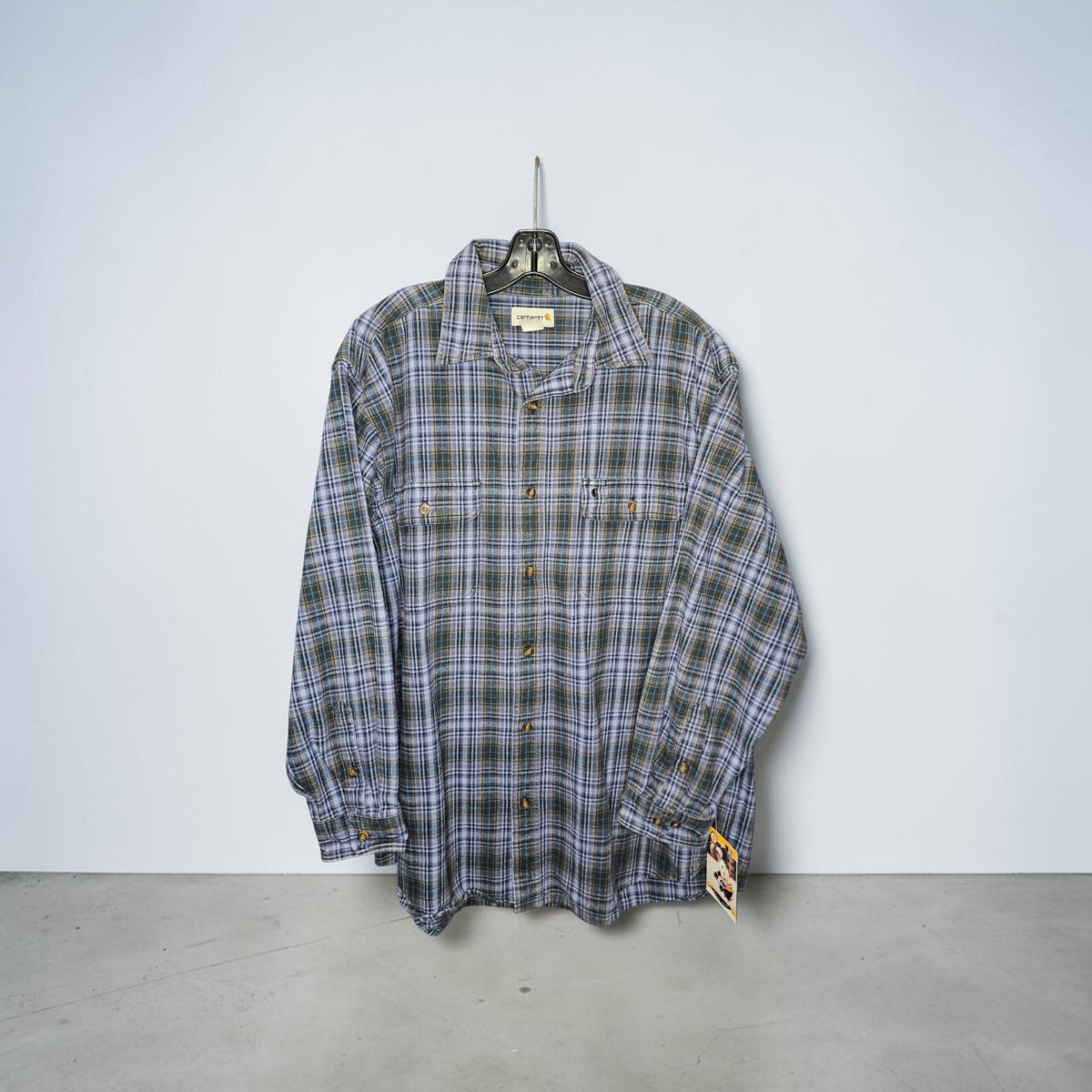Carhartt blue light purple plaid button up longsleeve