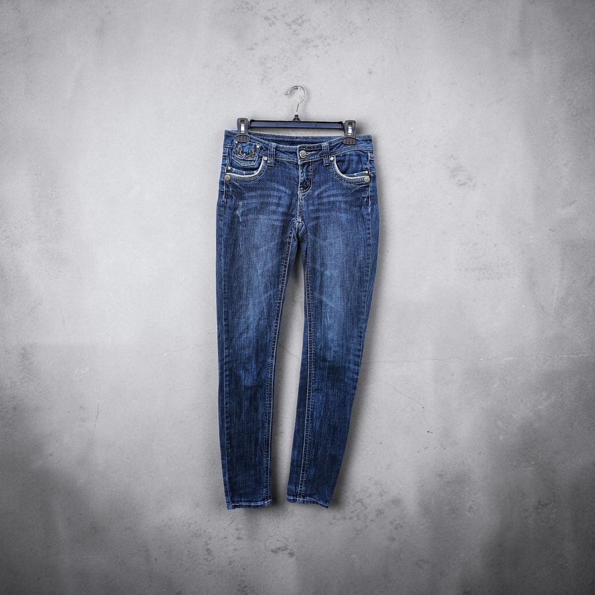Womens Y2K Wax jeans dark wash low rise skinny denim pants