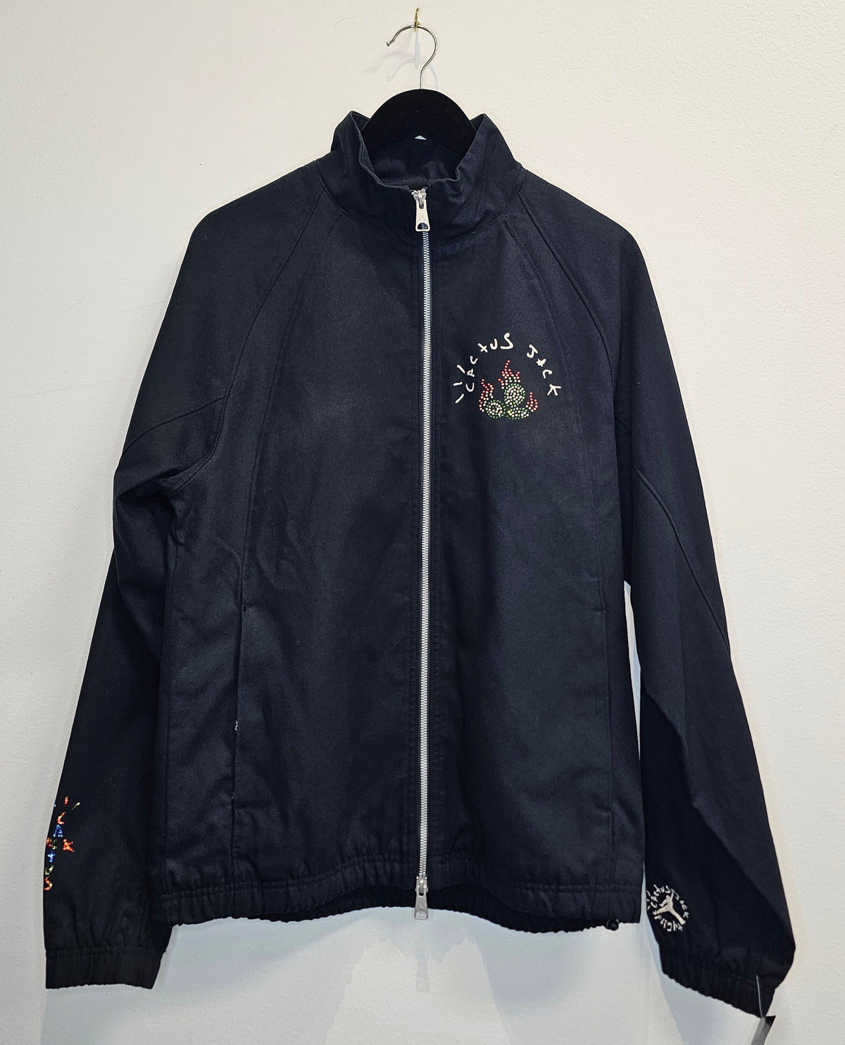 Jordan x Travis Scott Airbrushed flight flamed basketball graphic woven jacket
