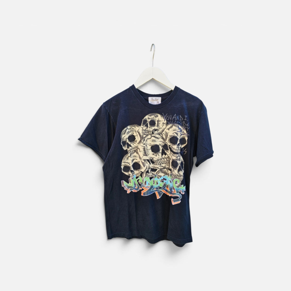 Dom Rebel Hand drawn skulls Graffiti Black Graphic Tshirt