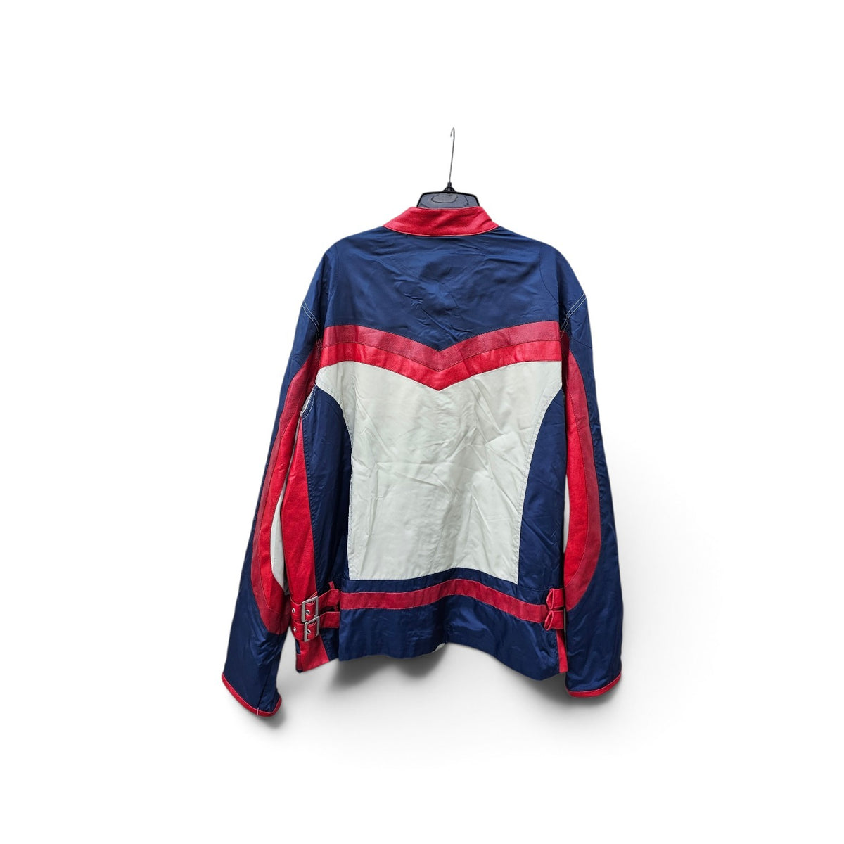 Y2k Flame Multicolor Nylon Motorcycle Zipup Jacket