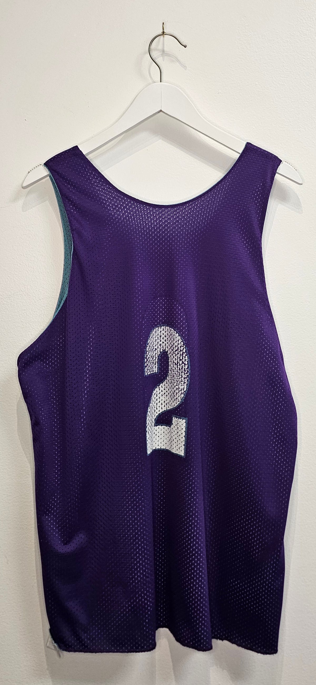 Vintage Champion Reversible Charlotter Hornets Larry Johnson #2 basketball practice jersey