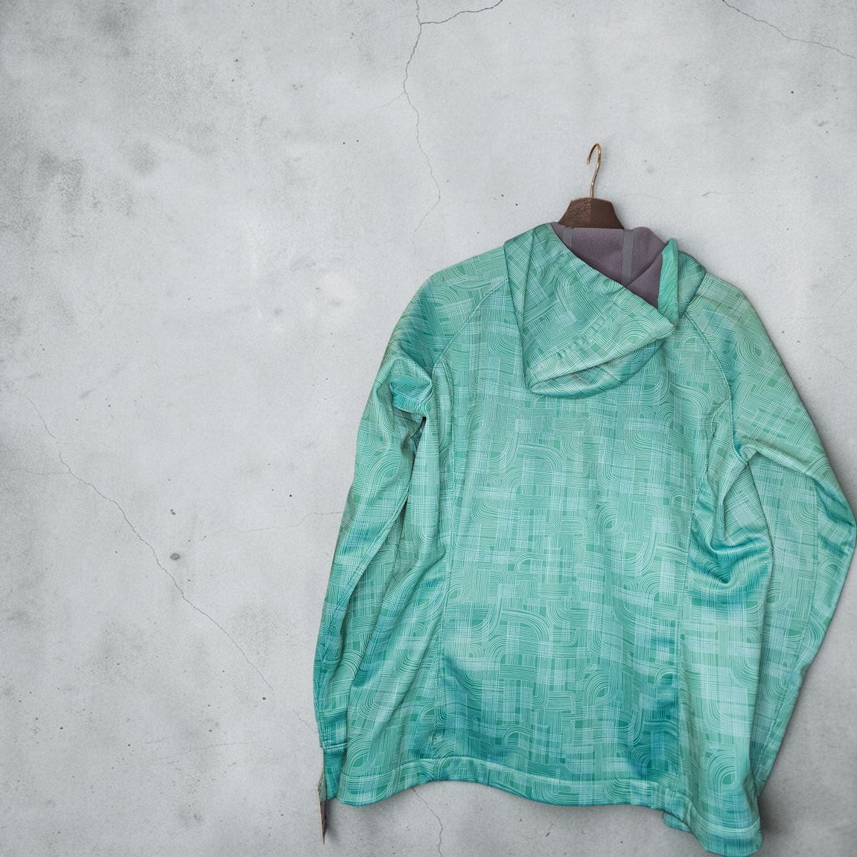 Patagonia womens green abstract pattern slopestyle hoodie zipup jacket