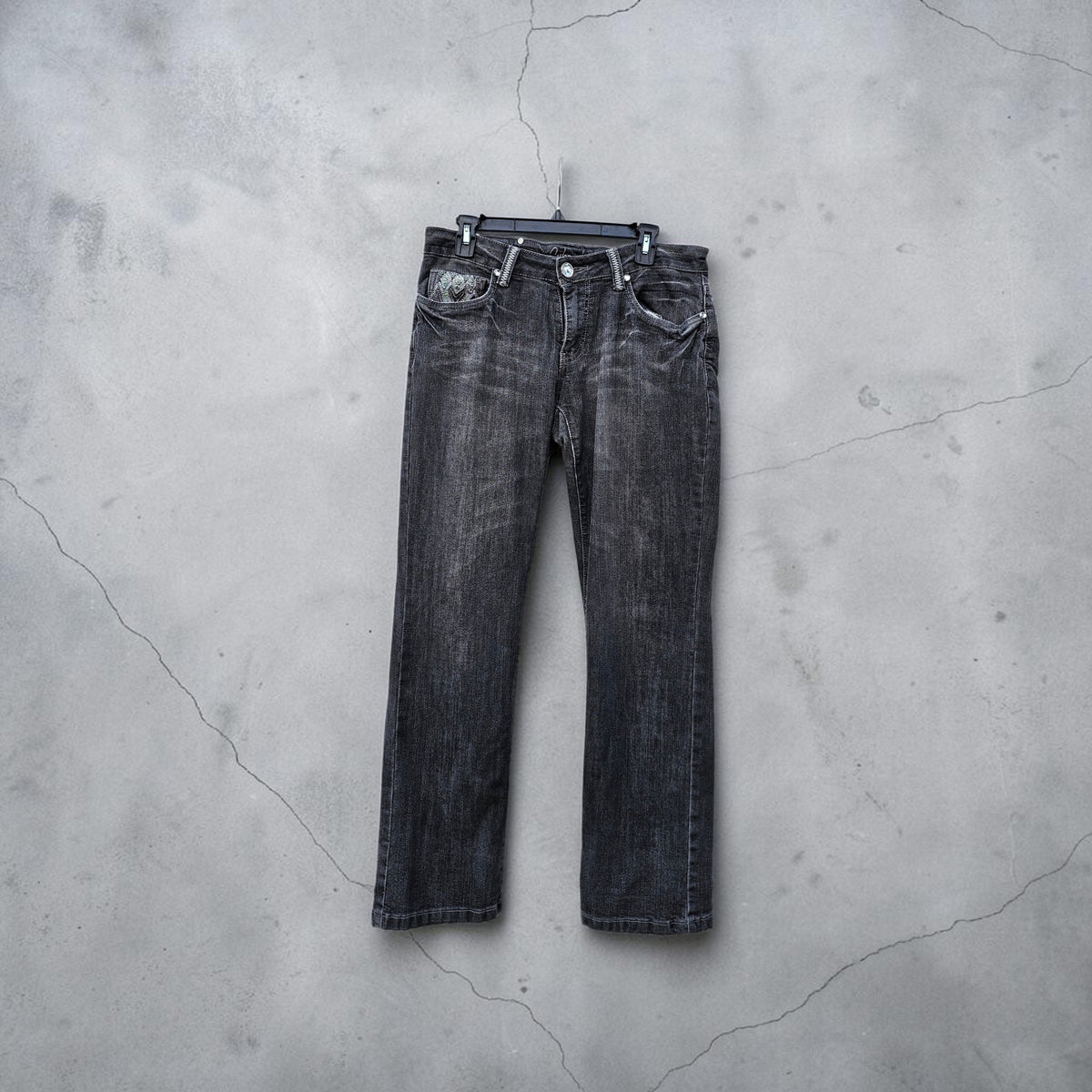 Womens Y2k Suko jeans dark grey acid wash straight denim pants