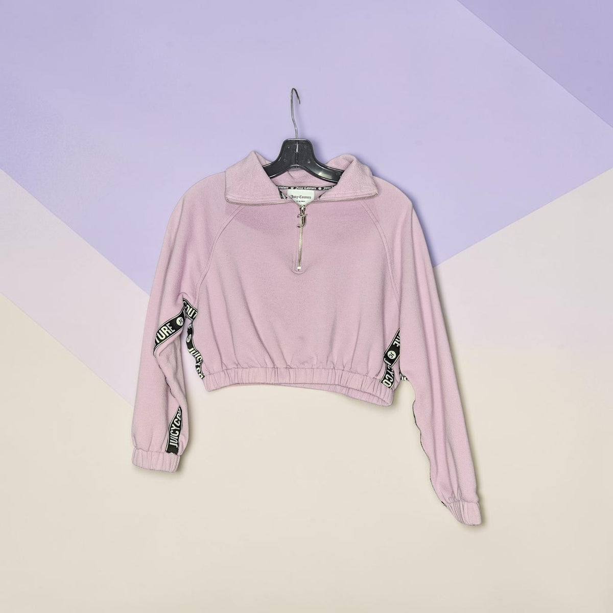 Womens Juicy couture retro cropped purple quarter zip sweatshirt