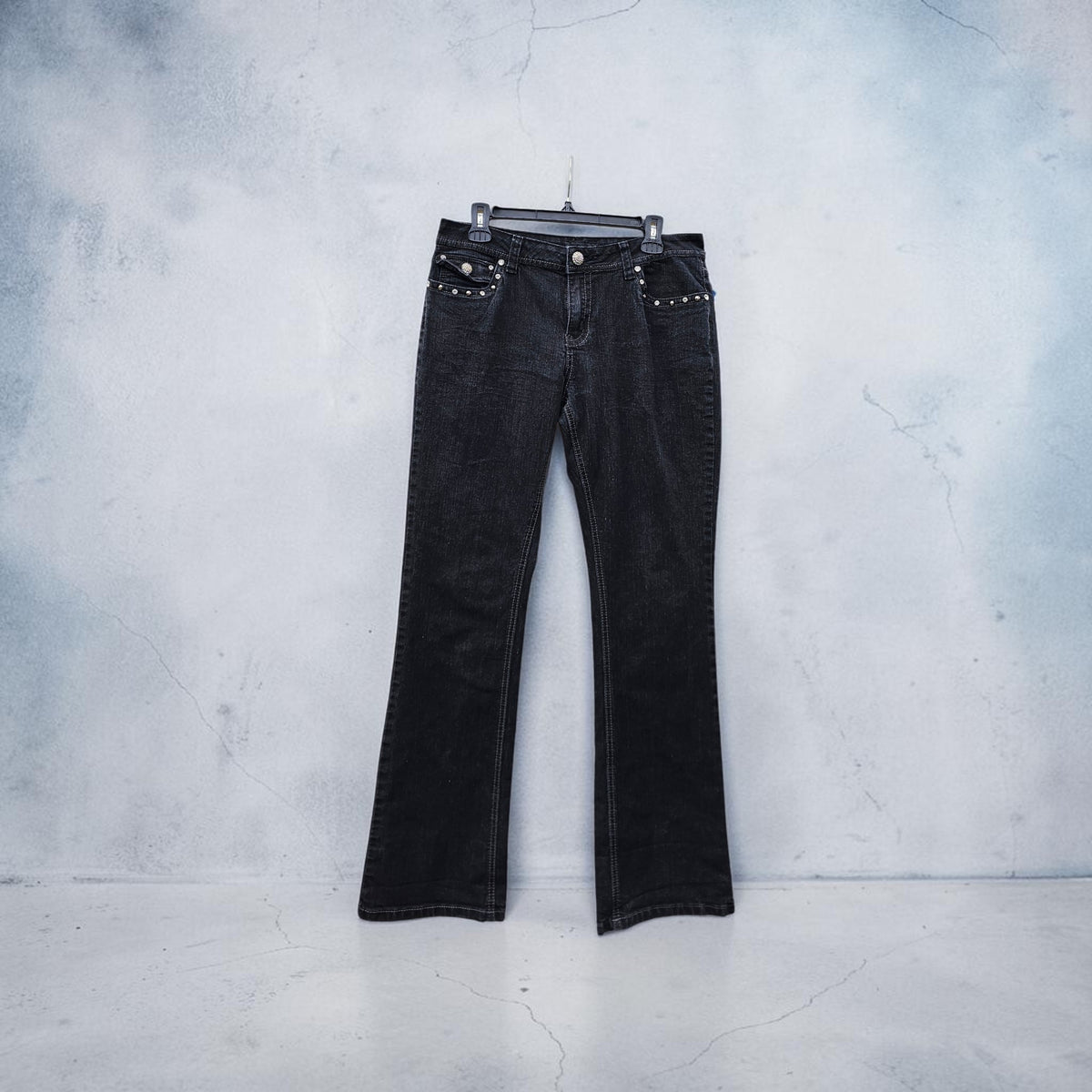 Womens Y2K Candy couture black washed bootcut denim pants