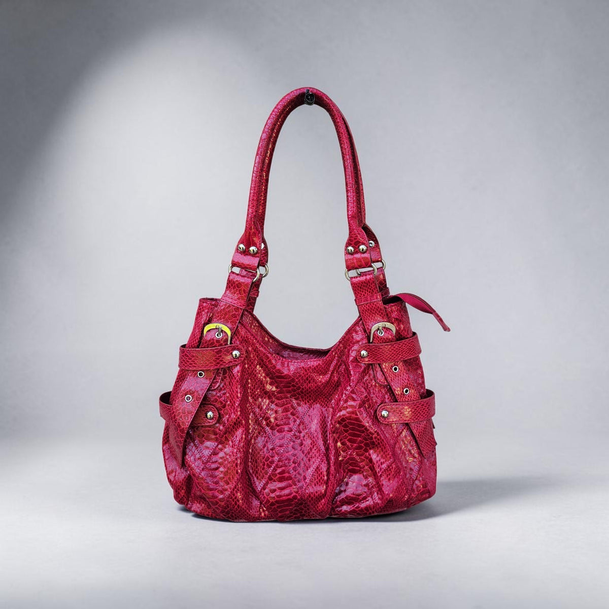 Y2k Veneto NY red faux leather snake print lightweight shoulder bag