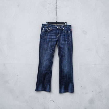 Womens Y2K Miss me dark blue bootcut denim pants