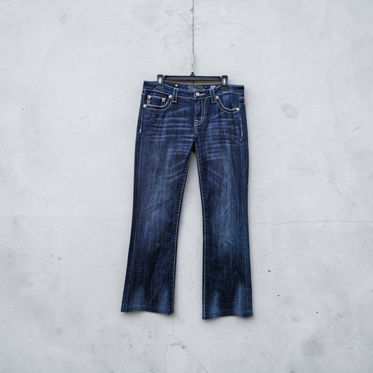 Womens Y2K Miss me dark blue bootcut denim pants