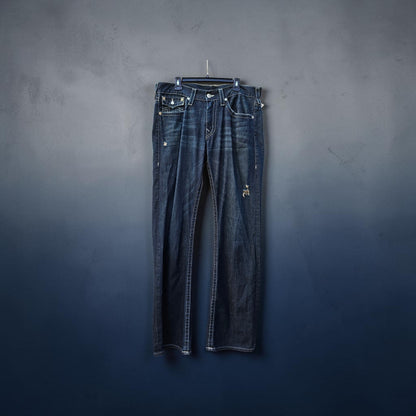 Y2K True Religion dark blue straight denim pants
