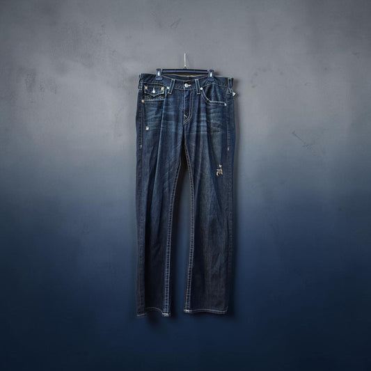 Y2K True Religion dark blue straight denim pants