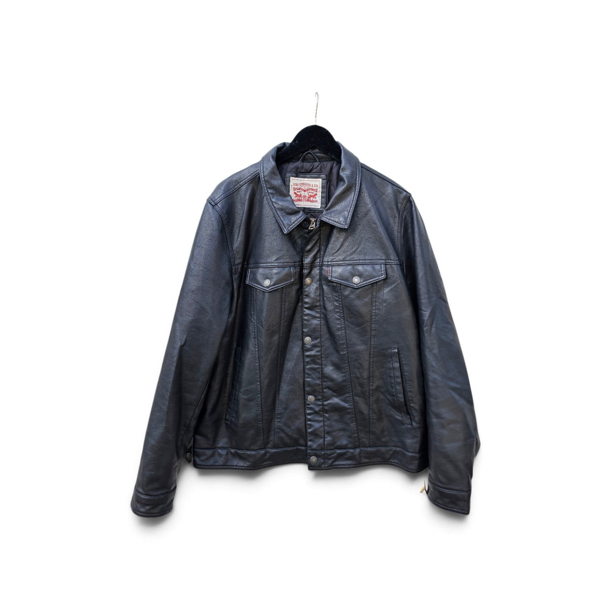 Levis modern black faux leather trucker jacket