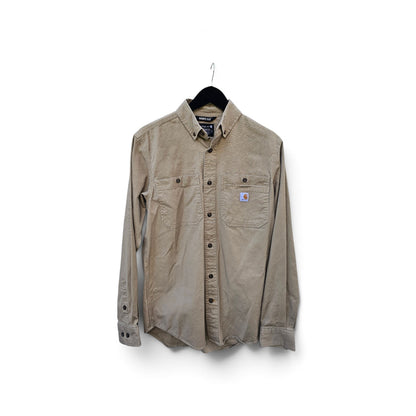 Carhartt Rugged flex relaxed fit khaki brown buttons down longsleeve