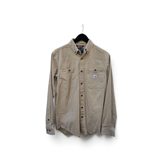 Carhartt Rugged flex relaxed fit khaki brown buttons down longsleeve