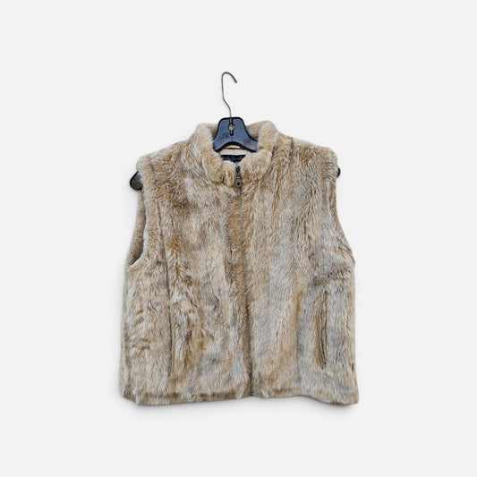 Nicole benisti beige faux fur zipup vest