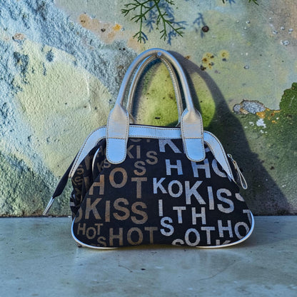 Y2k Hotkiss monogram black silver canvas handbag