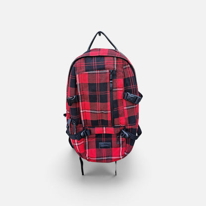 Eastpak vibrant red black plaid tartan pattern backpack