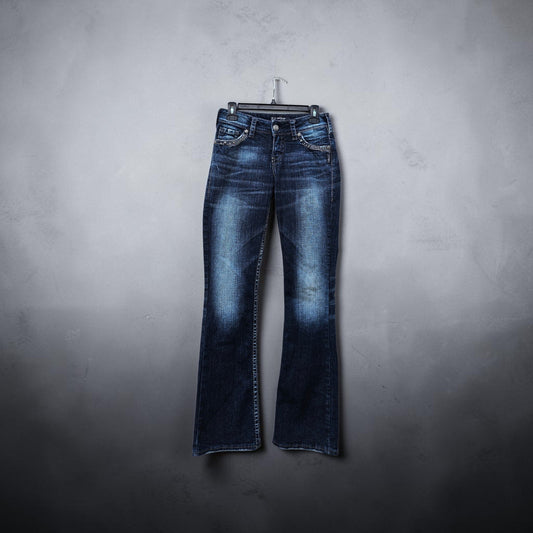 Womens Y2K Silver jeans dark wash bootcut denim pants