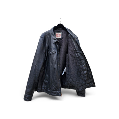 Levis modern black faux leather trucker jacket
