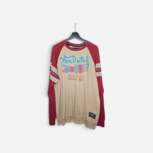 Von Dutch Artist in the machine age cream red raglan graphic longsleeve