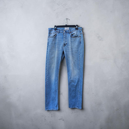 Acne studio light blue wash town  dirty lt denim pants