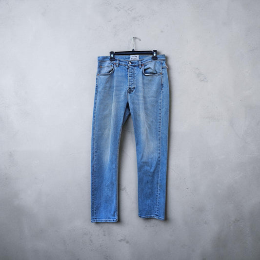 Acne studio light blue wash town  dirty lt denim pants