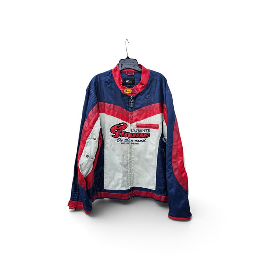 Y2k Flame Multicolor Nylon Motorcycle Zipup Jacket