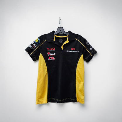 Womens Extreme performance Saleen cup racing series graphic black yellow nylon polo tshirt
