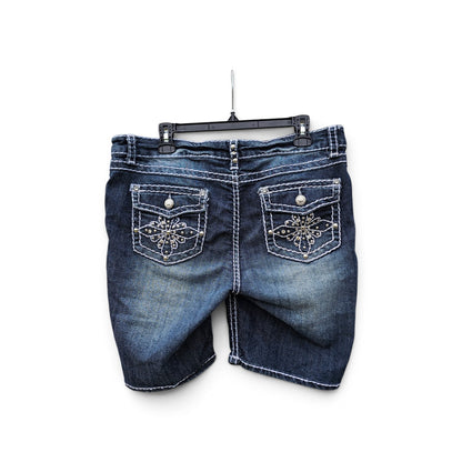 Y2k Womens Road runner light blue rhinestone denim short