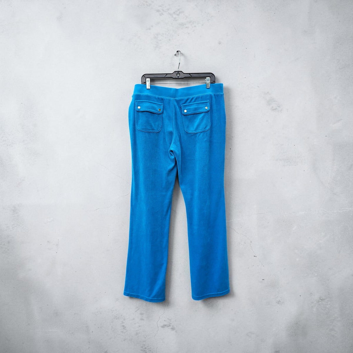 Womens Y2K Juicy Couture bright blue velour drawstring toweling lounge pants