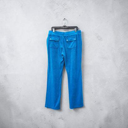 Womens Y2K Juicy Couture bright blue velour drawstring toweling lounge pants