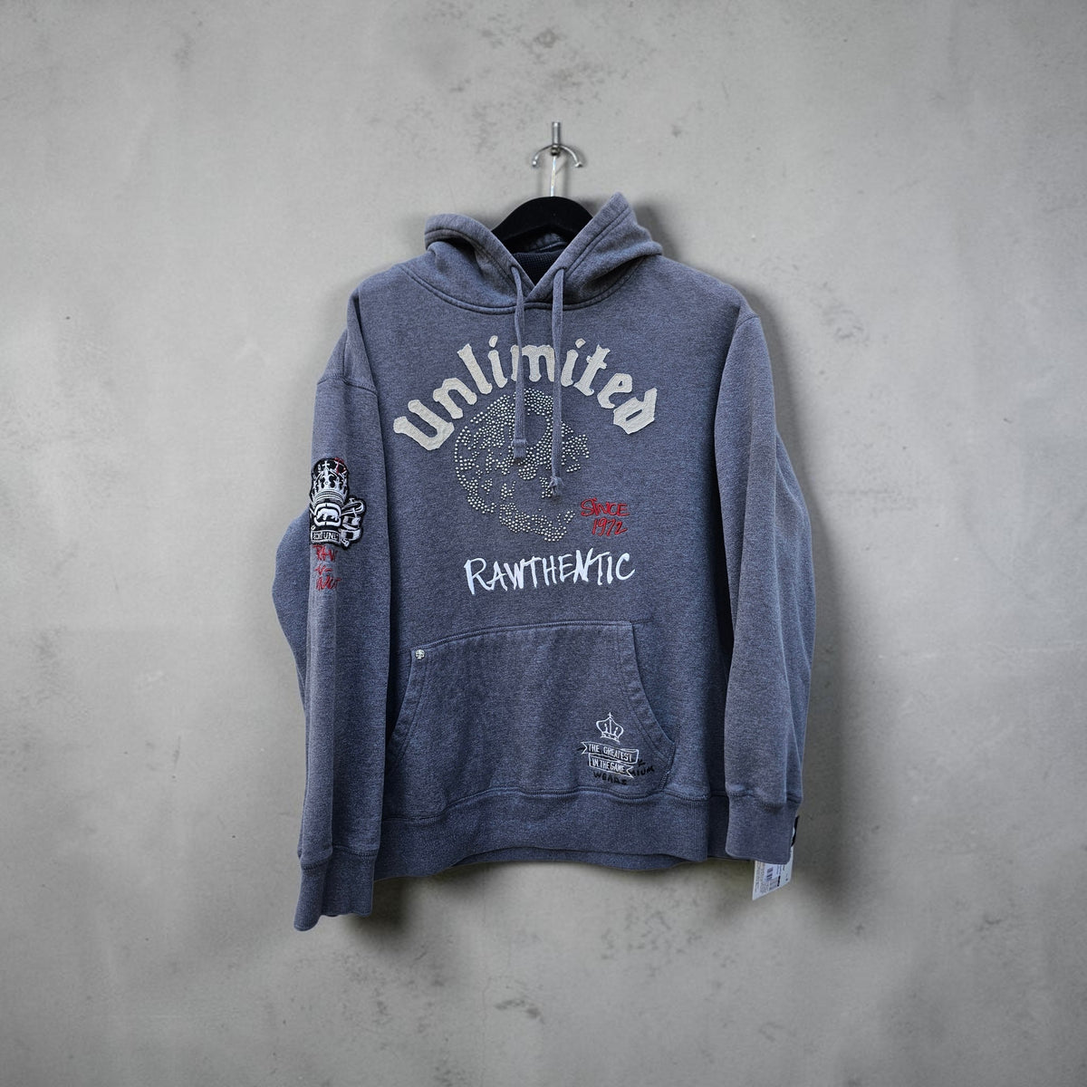 Y2K Ecko Unlmtd Rawthentic Rhinestone grey pullover hoodie
