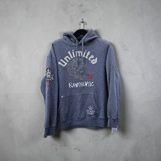 Y2K Ecko Unlmtd Rawthentic Rhinestone grey pullover hoodie