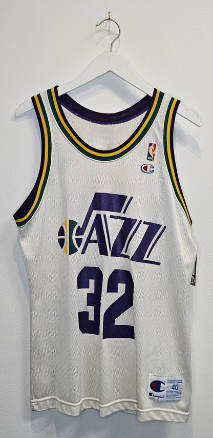 Vintage 90s Champion NBA Utah Jazz Karl Malone #32 Basketball Jersey