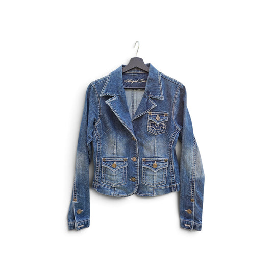 Y2k Womens Illegal jeans dark  wash  utility flap pockets denim blazer