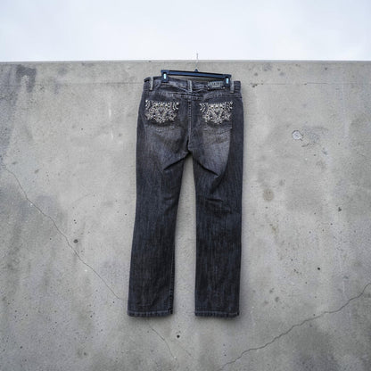 Womens Y2k Suko jeans dark grey acid wash straight denim pants