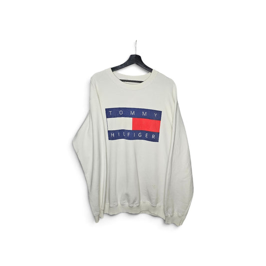 Vintage Tommy Hilfiger big graphic logo white crewneck