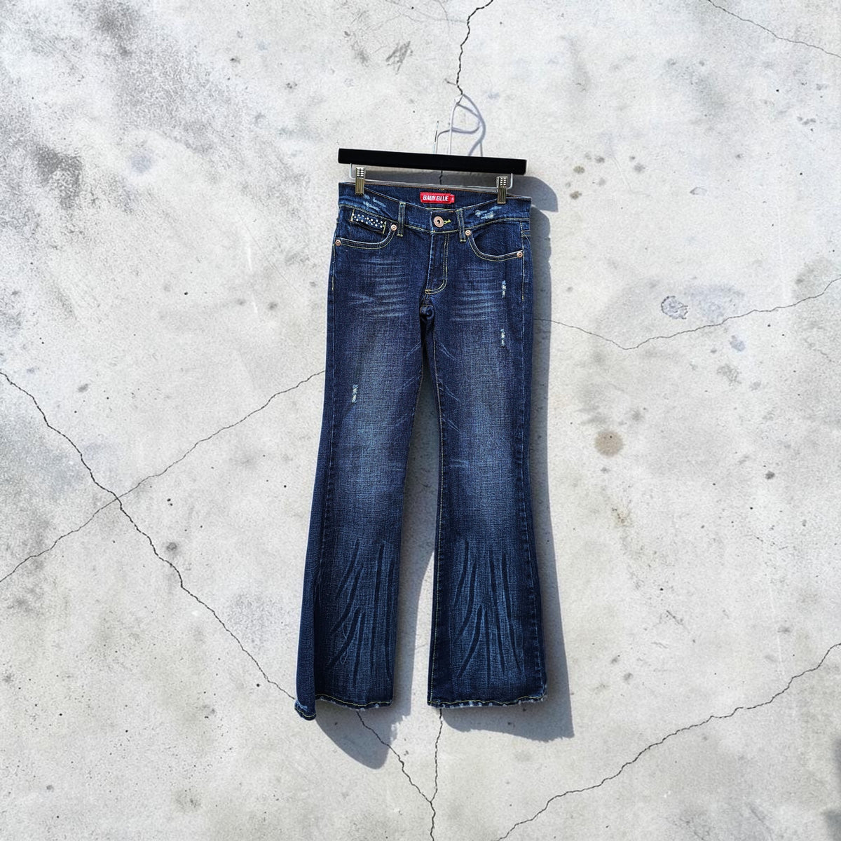Womens Y2K Babyblue dark wash flare jeans denim pants