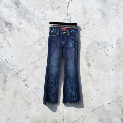 Womens Y2K Babyblue dark wash flare jeans denim pants