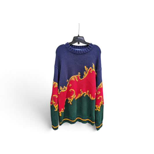 Vintage Tommy Hilfiger Colorblock Ornate Patter knit Sweater
