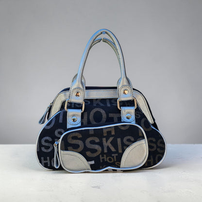Y2k Hotkiss monogram black silver canvas handbag