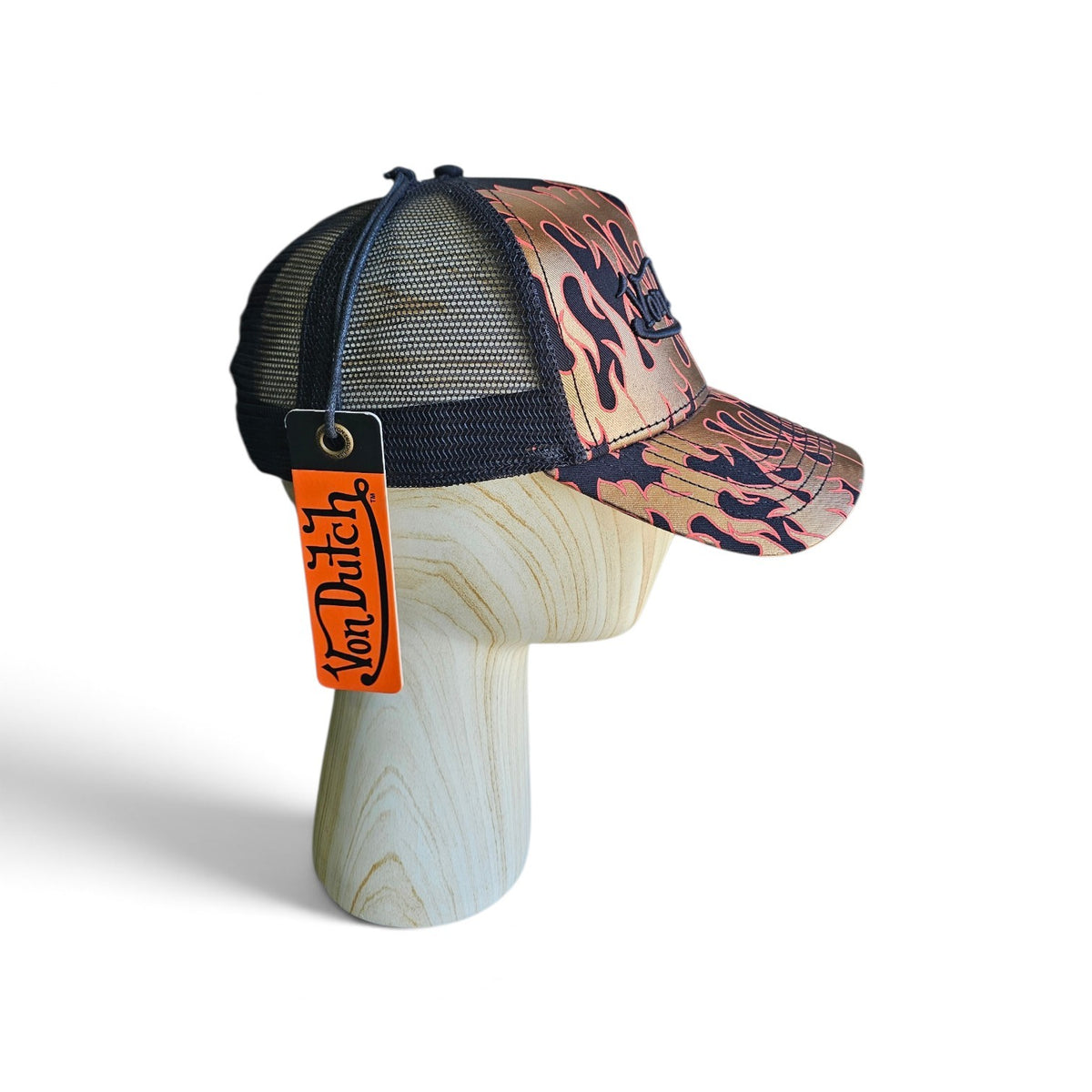 Y2k Von Dutch Flamed Black Trucker Hat